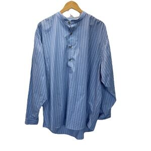 Frontier Classics‎ Wms XL Blue stripe band collar Blouse Reenactment Prairie